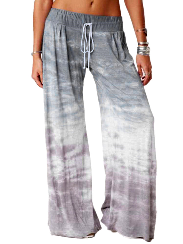 Ladies wide batik pants with drawstring, pleats, and side pockets Amarae