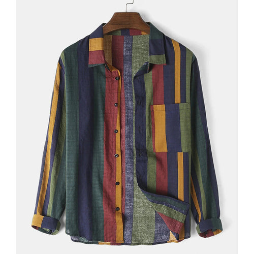 Men's long-sleeve shirt with a eye-catching striped pattern and a modern fit Amarae