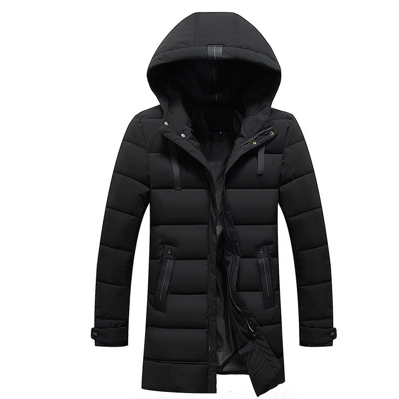Ladies long padded jacket with hood and practical pockets Lune London