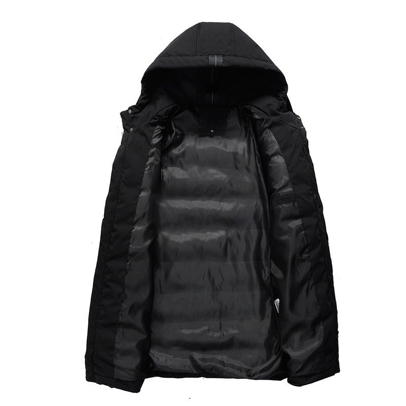 Ladies long padded jacket with hood and practical pockets Lune London