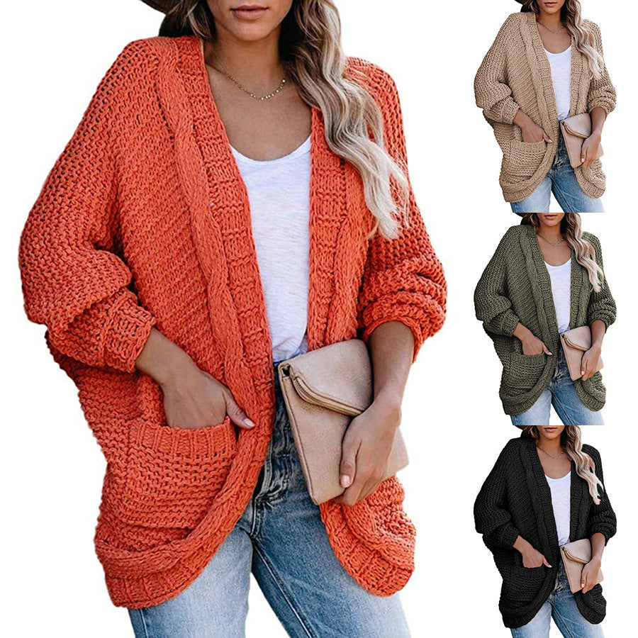 Chunky knit cardigan for women with casual pockets and trendy cut Lune London