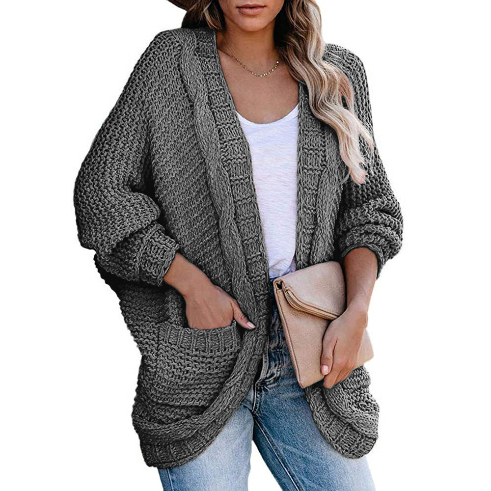 Chunky knit cardigan for women with casual pockets and trendy cut Lune London