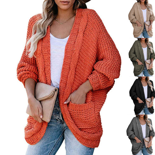 Women's knit jacket with loose fit and deep pockets Amarae