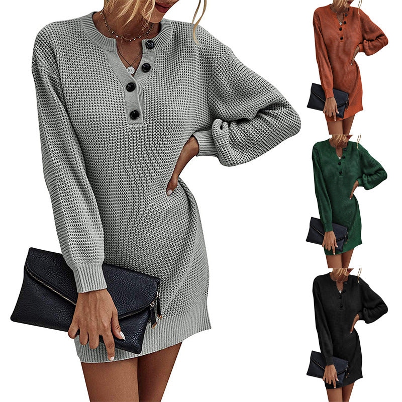 Knitted dress for women with button details and loose fit Lune London