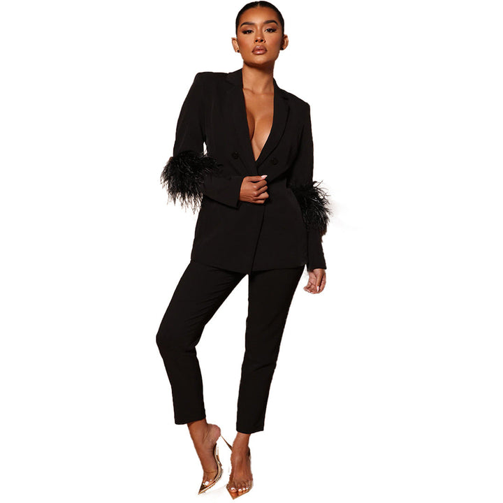 Amarae | Two-piece ostrich fur lapel for women