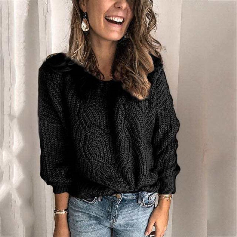 Women chunky knit sweater with cable pattern Lune London