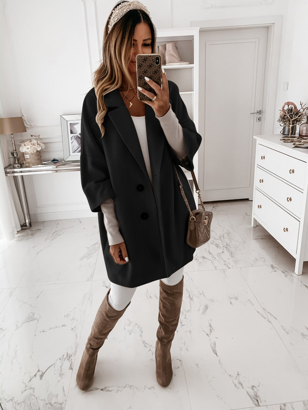 Ladies elegant oversized coat with enchanting cut Amarae