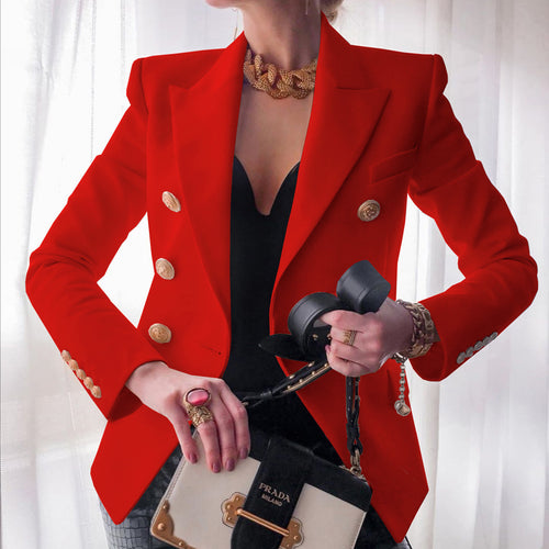 Chic blazer and elegant style for women with double-breasted buttons