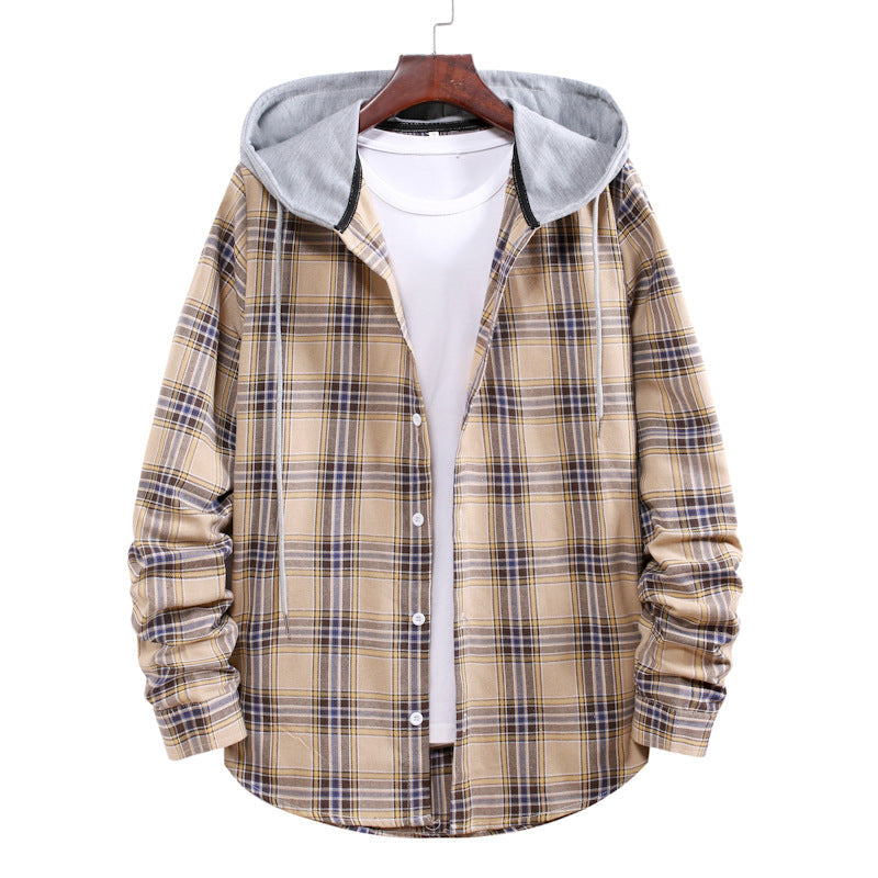Men's Flannel Shirt Jacket with Integrated Hood Lune London