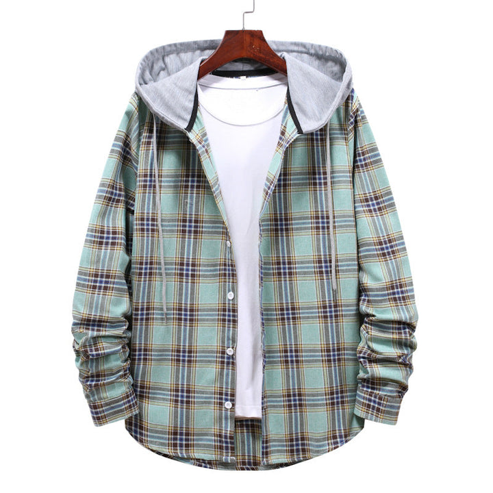 Men's Flannel Shirt Jacket with Integrated Hood Lune London