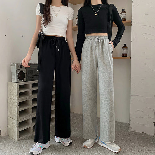 Women's Comfortable Jersey Pants with Elastic Waistband and Wide Cut
