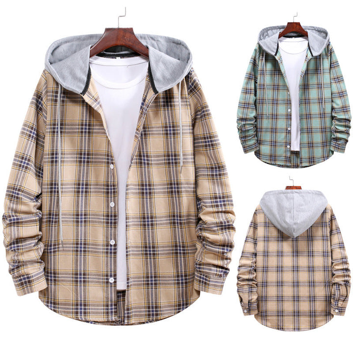 Men's Flannel Shirt Jacket with Integrated Hood Lune London