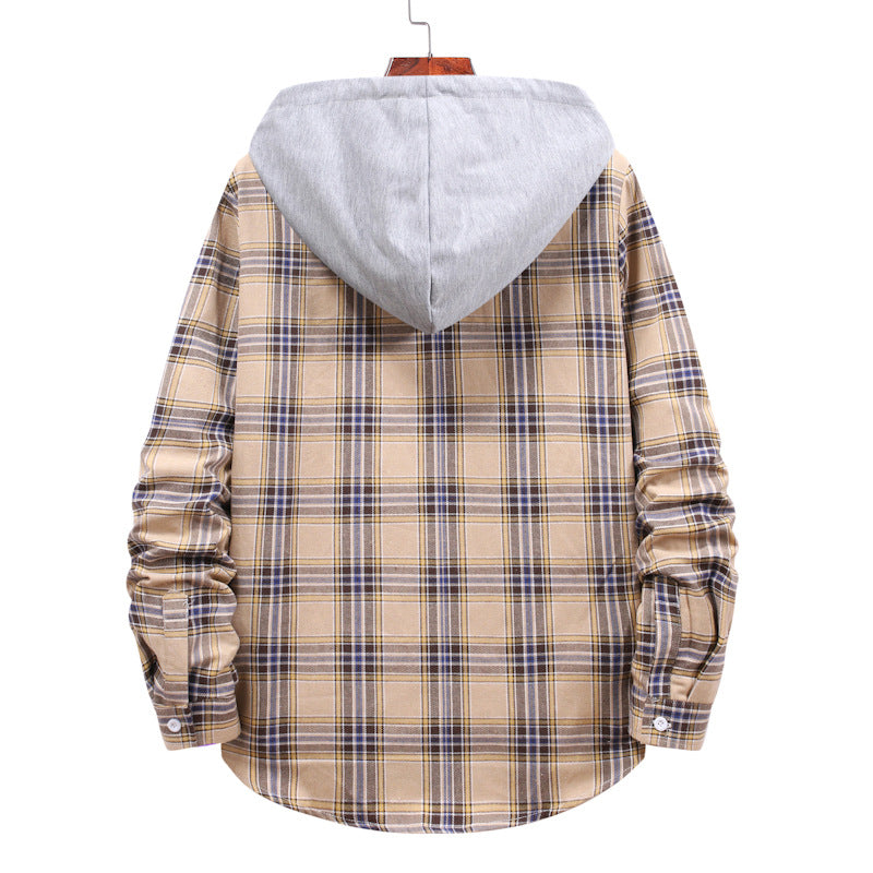 Men's Flannel Shirt Jacket with Integrated Hood Lune London