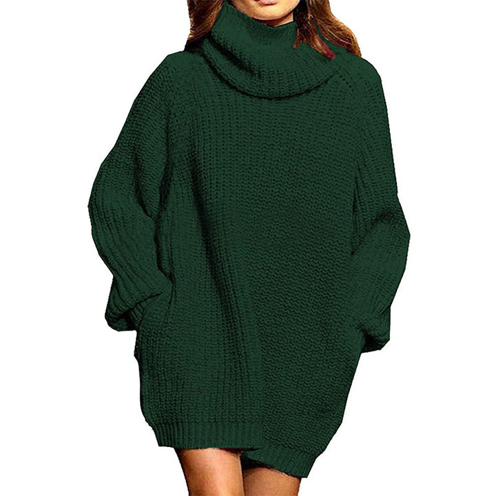 Chunky knit sweater dresses for women with high collar and casual cut Lune London