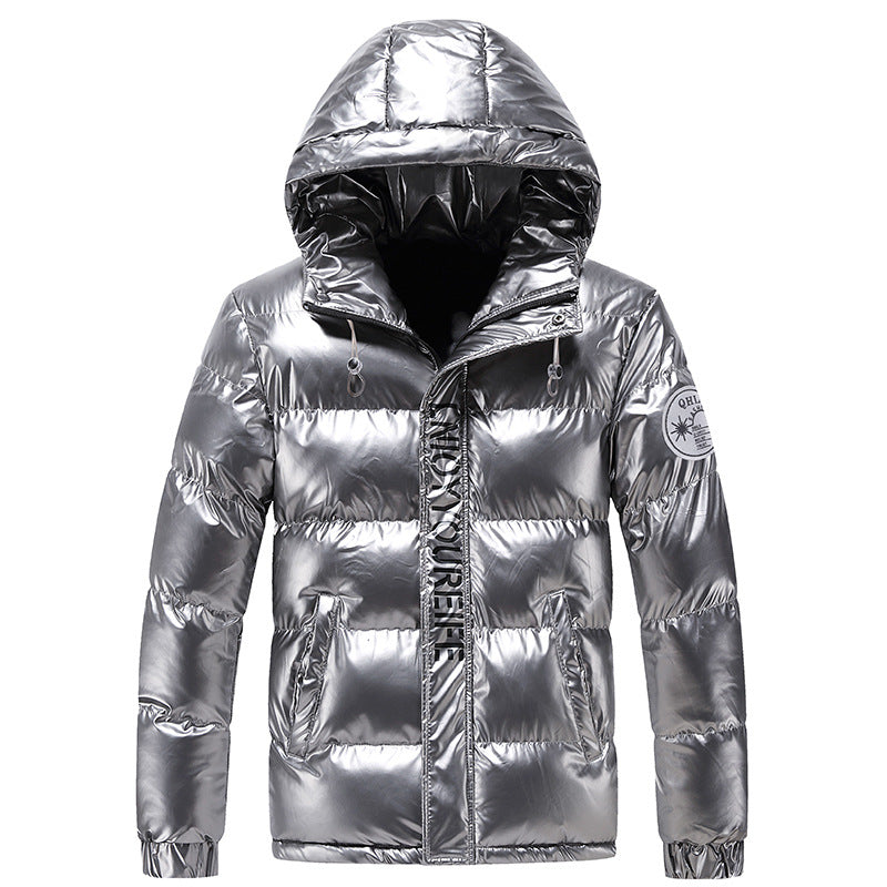 Shiny quilted jacket for men with hood Amarae