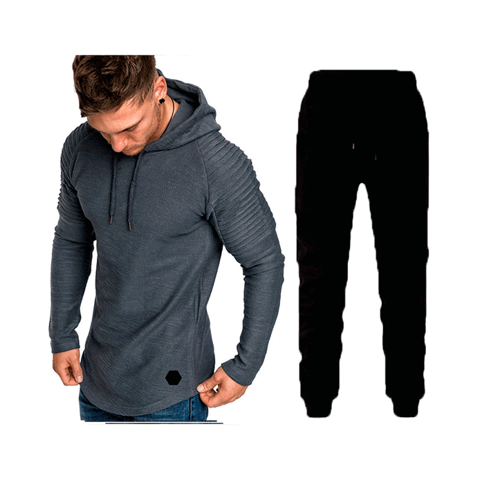 Men's Hoodie and Jogging Pants Set with Textured Design Chic and Stylish
