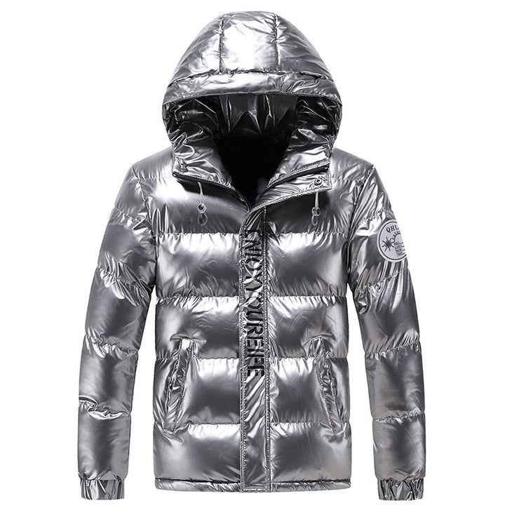 Shiny quilted jacket for men with hood Amarae