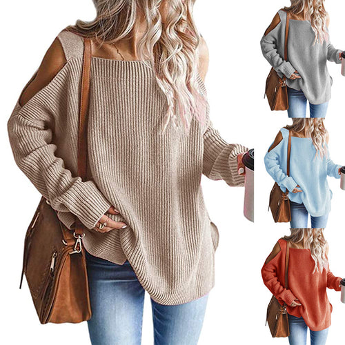 Chunky knit off-shoulder sweater for women Amarae