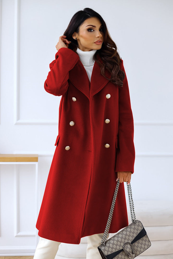 Amarae | Long coat - Wool blend - Comfortable fit - Double-breasted - Elegant draped design