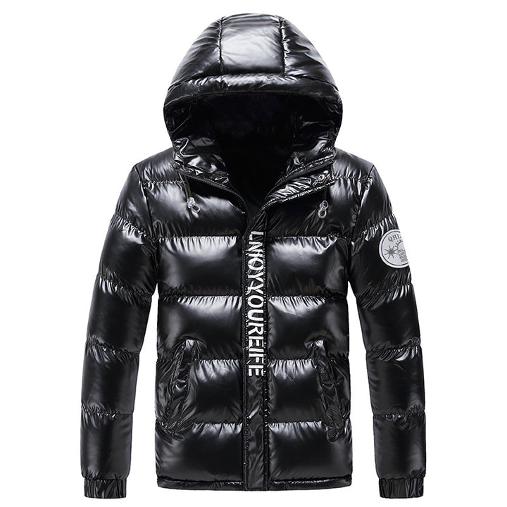 Shiny quilted jacket for men with hood Amarae