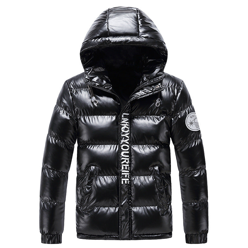 Shiny quilted jacket for men with hood Amarae