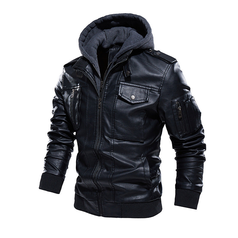 Faux leather jacket for men with removable hood Lune London
