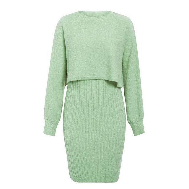 Knitted dress for ladies with short top and rib structure Lune London