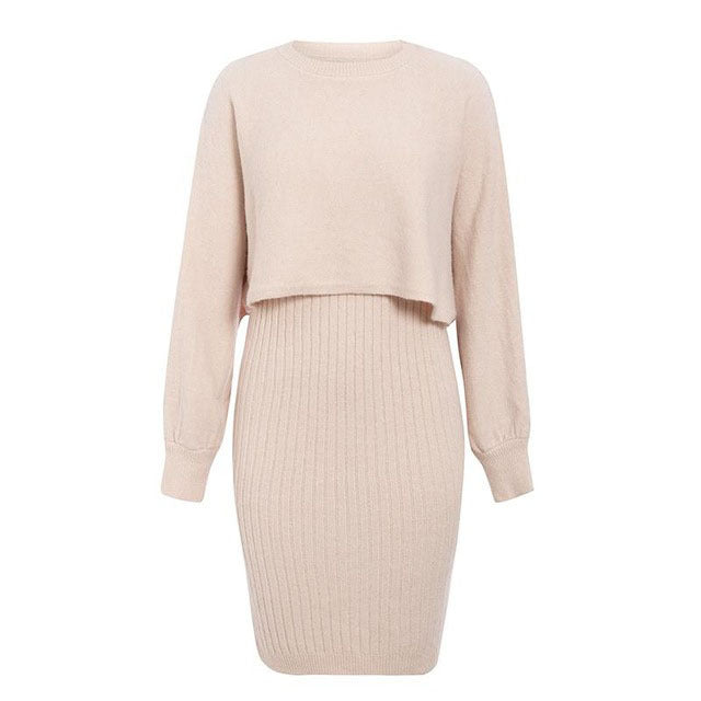 Robe tricotée pour femmes avec un haut amovible et une structure côtelée élégante Chic & Stil