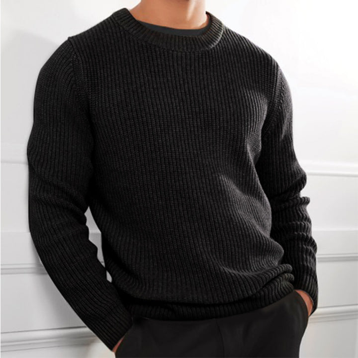 Chunky knit sweater for men with a textured design and a high collar Lune London