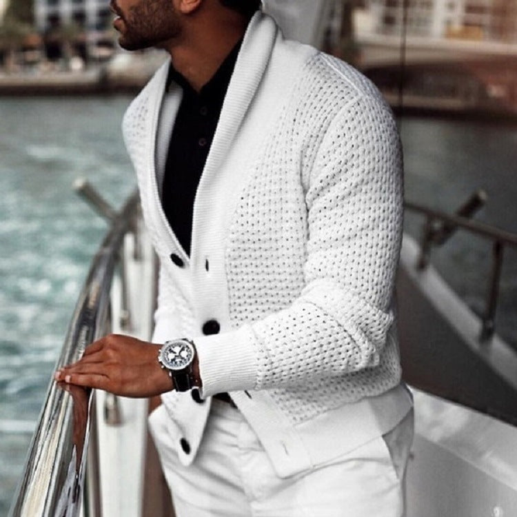 Casual knitted cardigan for men with innovative hole pattern and modern cut Lune London