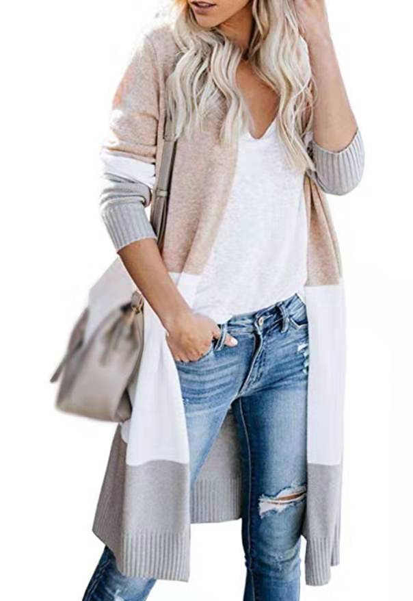 Ladies long cardigan trendy with colorful pattern Lune London