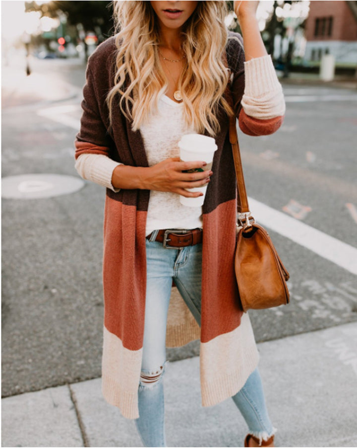 Ladies long cardigan trendy with colorful pattern Lune London