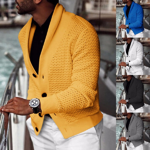 Casual knitted cardigan for men with innovative hole pattern and modern cut Amarae