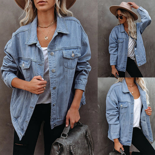 Veste en jean décontractée pour femmes au design oversize avec poches poitrine Chic & Stil