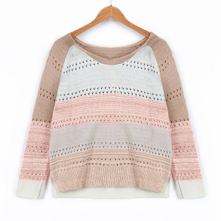 Knitted sweater for women with an original color design and a trendy openwork pattern Lune London