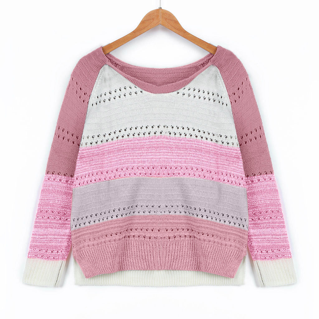 Knitted sweater for women with an original color design and a trendy openwork pattern Lune London