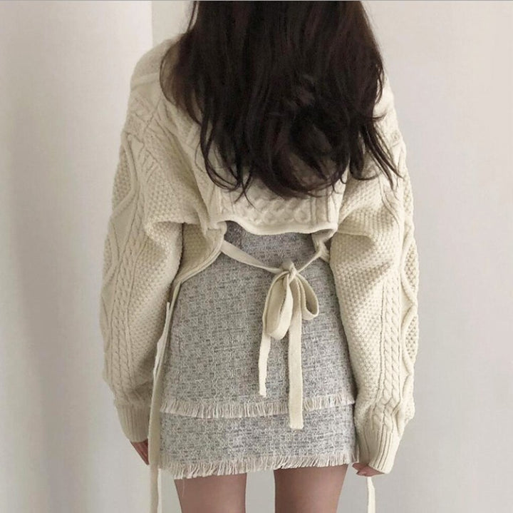 Cardigan en tricot à la mode pour femmes avec une ceinture à nouer polyvalente et un design créatif Chic & Stil