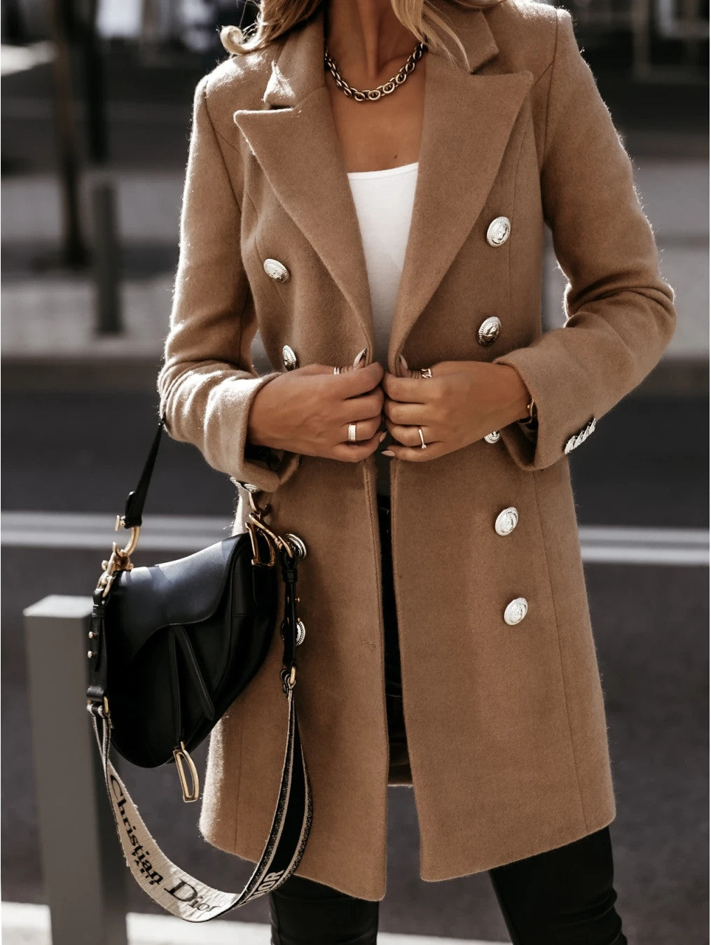 Ladies Elegant Lined Trench Coat with Trendy Button Details Lune London