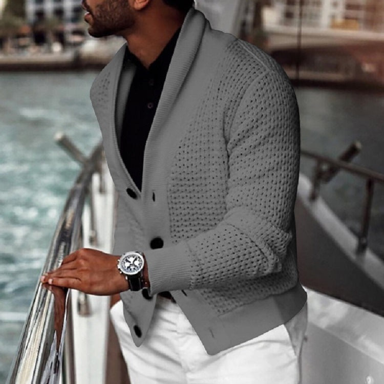 Casual knitted cardigan for men with innovative hole pattern and modern cut Lune London