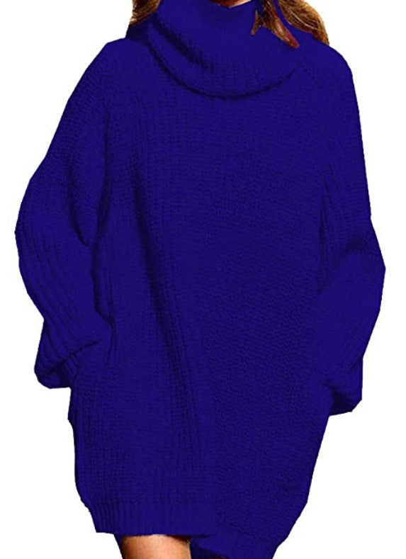 Chunky knit sweater dresses for women with high collar and casual cut Lune London