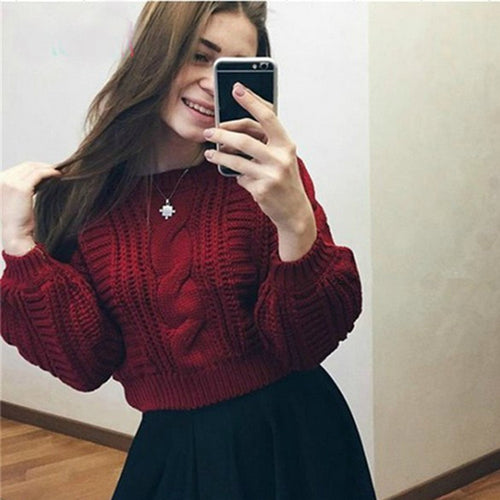Ladies chunky knit sweater with prominent cable knit detail and wide sleeves Amarae