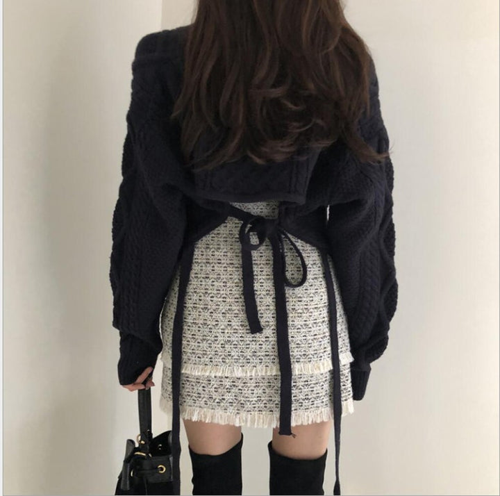 Cardigan en tricot à la mode pour femmes avec une ceinture à nouer polyvalente et un design créatif Chic & Stil