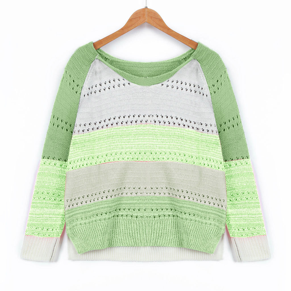 Knitted sweater for women with an original color design and a trendy openwork pattern Lune London