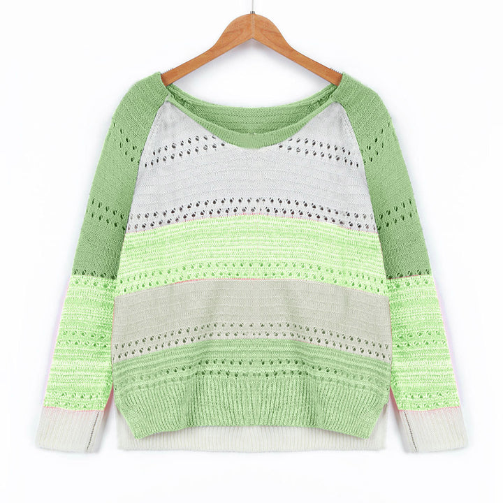 Knitted sweater for women with an original color design and a trendy openwork pattern Lune London