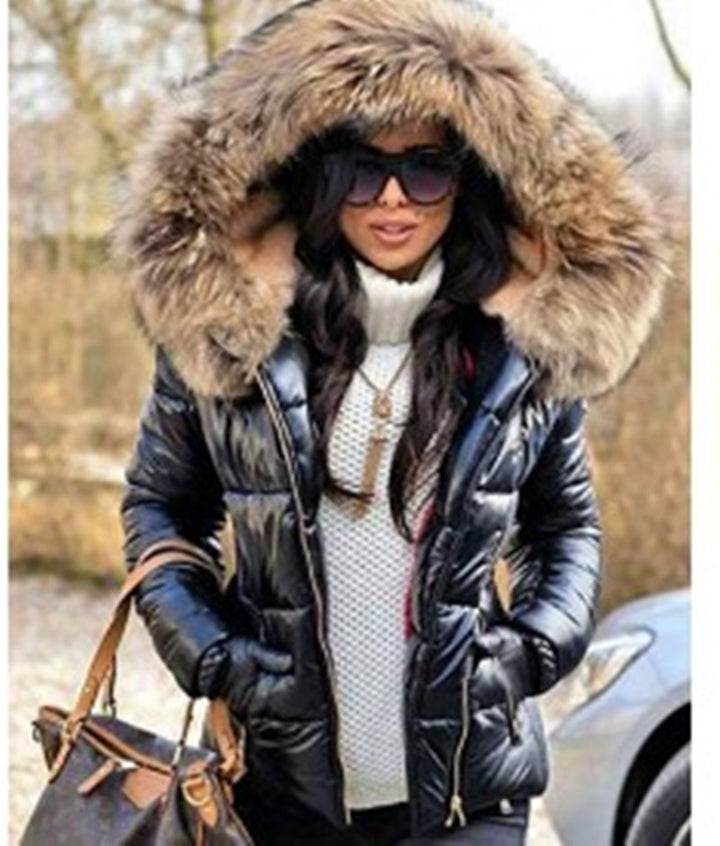 Ladies Fashion Quilted Jacket with Faux Fur Collar Lune London