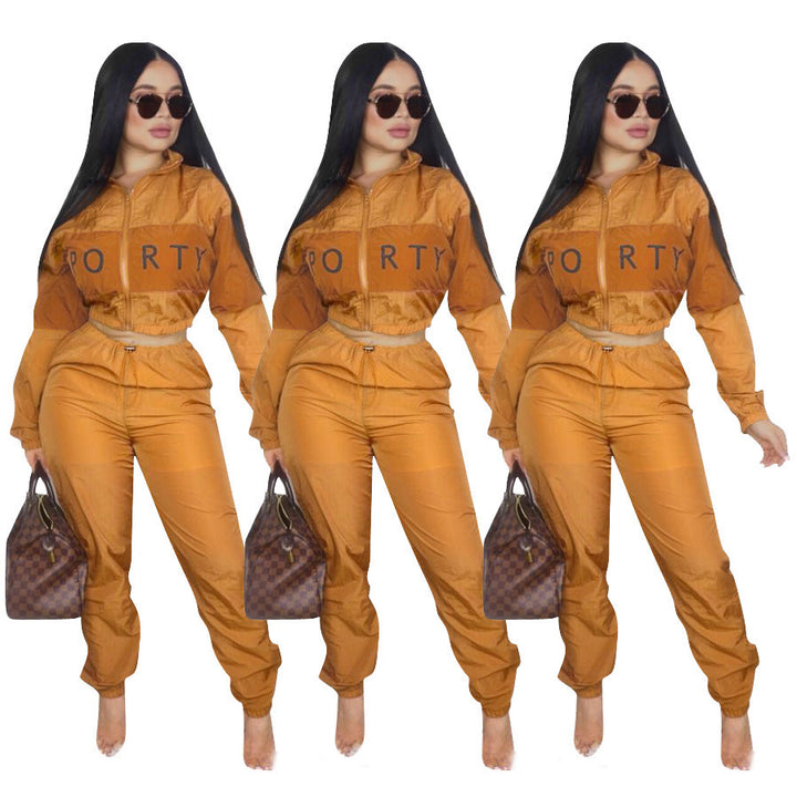 Lune London Women's Sports Jogging Set with Crop Top and Elastic Waist