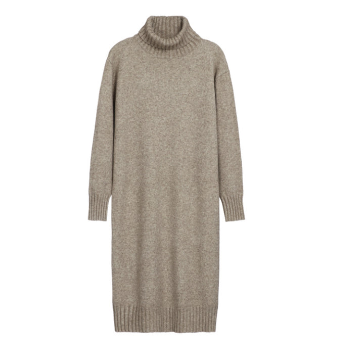 Robe tricotée pour femmes avec col montant et manches côtelées élégantes Chic & Stil
