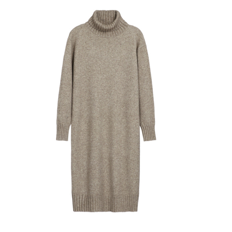 Robe en tricot pour femmes avec col montant et détails côtelés Chic & Stil