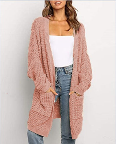 Ladies chunky knit cardigan with open pockets and relaxed fit Amarae