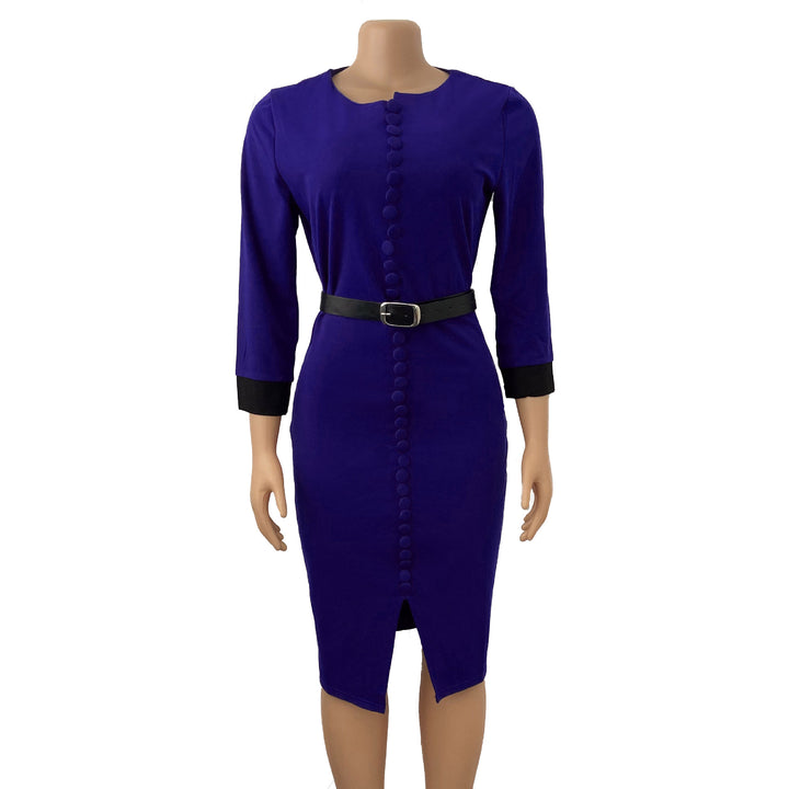 Elegant pencil dress for women with button details and fitted belt Lune London